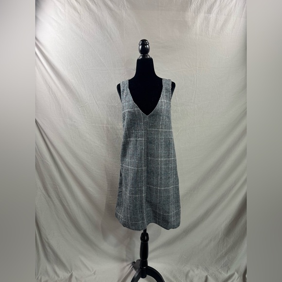 French Plaid Print Overall Dress Grey/Green - Picture 6 of 9